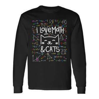 Cat Lover Math I Love Math And Cats Math Lover Long Sleeve T-Shirt - Monsterry