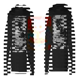 Cat Ramen Noodle Japanese Anime Manga Ramen Cat Long Sleeve T-Shirt - Thegiftio