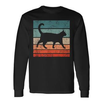 Cat Retro Style Vintage Long Sleeve T-Shirt - Monsterry