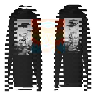 Cat Selfie With Ufo Cat Lover Meme Long Sleeve T-Shirt - Thegiftio