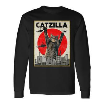 Catzilla Anime Lover Kawaii Animals Japanese Style Movies Long Sleeve T-Shirt | Mazezy UK