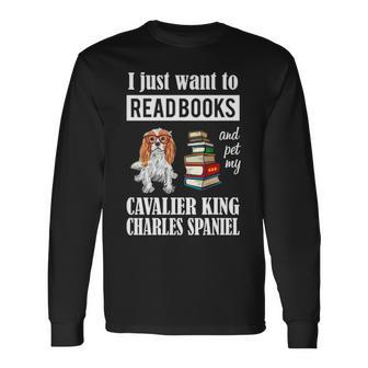 Cavalier King Charles Spaniel Puppy Cute Book Lover Long Sleeve T-Shirt | Mazezy