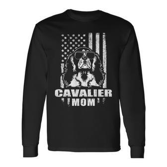 Cavalier Mom Cool Vintage Retro Proud American Long Sleeve T-Shirt | Mazezy