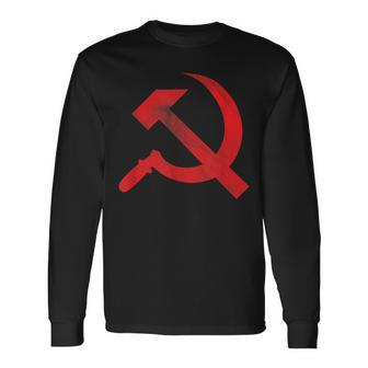 Cccp Ussr Hammer Sickle Flag Soviet Communism Langarmshirts - Seseable