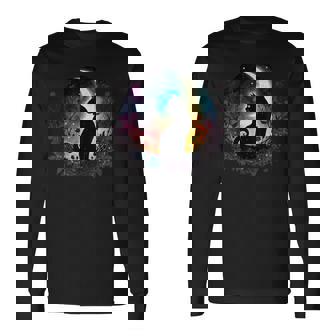 Celestial Cat Moon Botanical Witchy Colorful Spiritual Cats Long Sleeve T-Shirt - Thegiftio