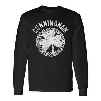Celtic Theme Cunningham Irish Family Name Long Sleeve T-Shirt - Monsterry