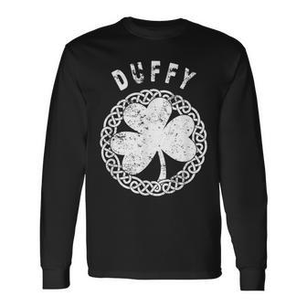 Celtic Theme Duffy Irish Family Name Long Sleeve T-Shirt - Seseable
