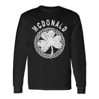 Celtic Theme Mcdonald Irish Family Name Long Sleeve T-Shirt - Seseable