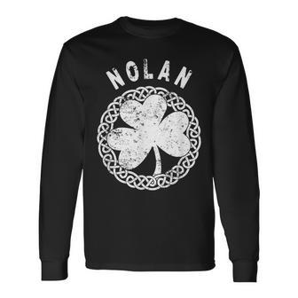 Celtic Theme Nolan Irish Family Name Long Sleeve T-Shirt - Seseable