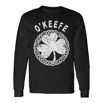 Celtic Theme O'keefe Irish Family Name Long Sleeve T-Shirt - Seseable