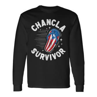 Chancla Survivor Puerto Rican Puerto Rico Spanish Joke Long Sleeve T-Shirt - Seseable