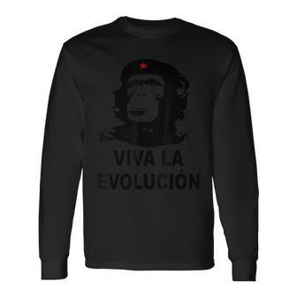 Che Guevara Monkey Revolution Viva La Evolucion Evolution Long Sleeve T-Shirt - Monsterry