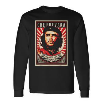 Che Guevara Viva La Revolucion Retro Vintage Style Long Sleeve T-Shirt - Monsterry