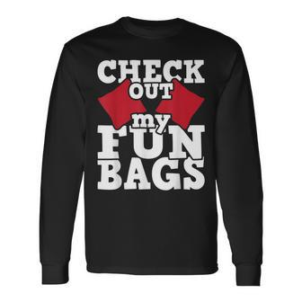 Check Out My Funbags Cornhole Player Bean Bag Game Long Sleeve T-Shirt - Monsterry