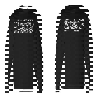 Checkered Race Car Dad White Black Checkerboard Flag Long Sleeve T-Shirt - Seseable