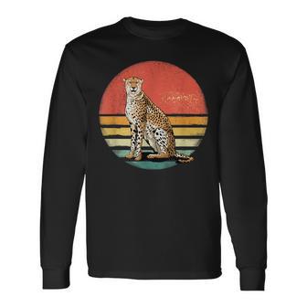 Cheetah Retro Vintage 70S Cheetah African Animal Lover Long Sleeve T-Shirt - Monsterry CA