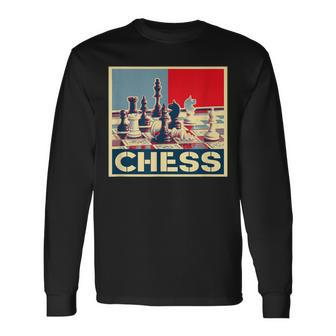 Chess Piece Chess Board Goods Clothes Letters Present Men's Long Sleeve T-Shirt - Monsterry