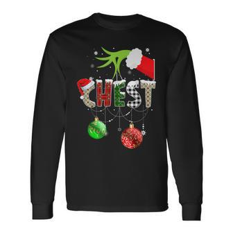 Chest Nuts Christmas Matching Couple Chestnuts Pajama Long Sleeve T-Shirt - Seseable
