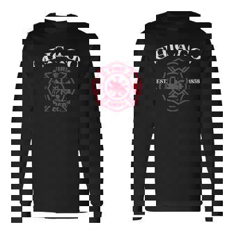 Chicago Illinois Fire Rescue Department Firefighter Fireman Long Sleeve T-Shirt - Thegiftio