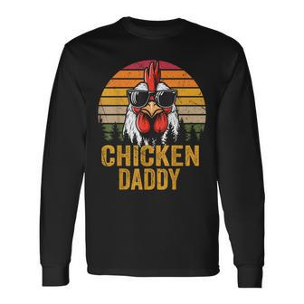 Chicken Daddy Vintage Rooster For Dad Farmer Fathers Day Men Long Sleeve T-Shirt - Monsterry