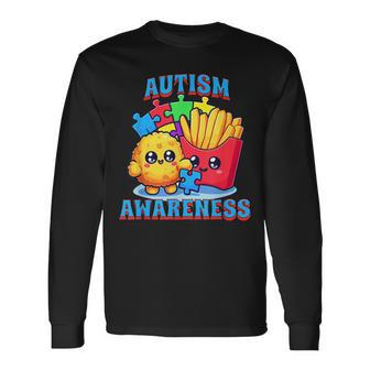 Chicken Nugget And French Fries Autism Awareness Long Sleeve T-Shirt - Seseable
