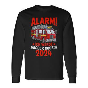 Children's Alarm Ich Werde Großer Cousin 2024 Fire Brigade Langarmshirts - Geschenkecke