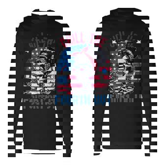 Chill The Fourth Out Skeleton 4Th Of July Patriotic Long Sleeve T-Shirt - Thegiftio UK