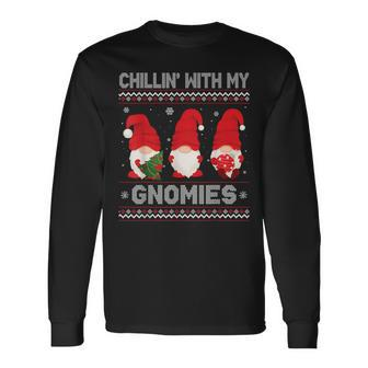 Chillin With My Gnomies Christmas Pamajas Family Xmas Long Sleeve T-Shirt - Monsterry AU
