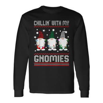 Chillin With My Gnomies Matching Family Christmas Gnome Long Sleeve T-Shirt | Mazezy