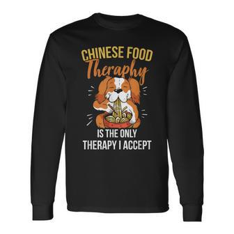 Chinese Noodles Lover Cute Puppy Fun Food Therapy Foodie Dog Long Sleeve T-Shirt - Thegiftio UK