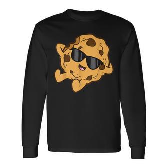 Chocolate Chip Cookie Relaxing Kawaii Cookie Long Sleeve T-Shirt - Monsterry UK