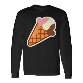 Chocolate Strawberry Vanilla Neapolitan Dessert Ice Cream Long Sleeve T-Shirt - Monsterry