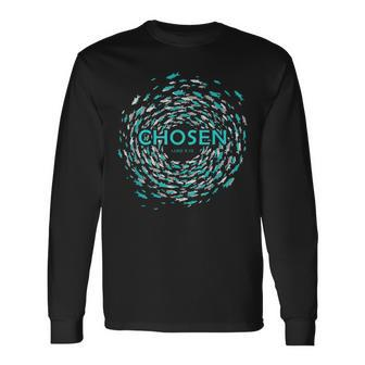 Chosen Jesus' Miracle Of The Fish In Bible Against Current Long Sleeve T-Shirt | Mazezy