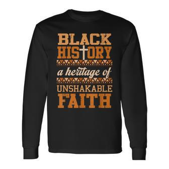 Christian Melanin Unshakeable Faith Black History Junenth Long Sleeve T-Shirt - Monsterry UK