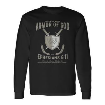 Christian Put On The Whole Armor Of God Women Long Sleeve T-Shirt - Monsterry