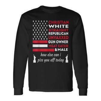 Christian White Straight Independence Day Memorial Day Pride Long Sleeve T-Shirt | Mazezy AU