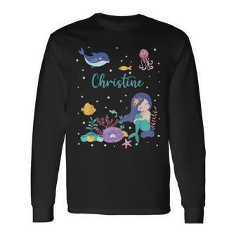 Christine Name Personalized Mermaid Long Sleeve T-Shirt - Monsterry DE