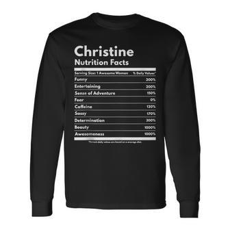 Christine Nutrition Facts Personalized Name Christine Long Sleeve T-Shirt - Monsterry