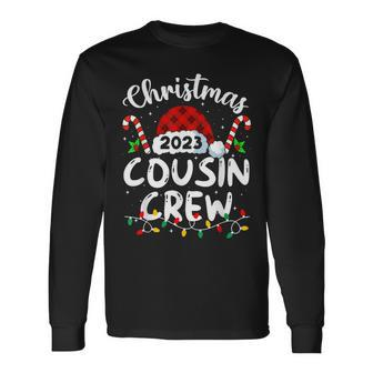Christmas 2023 Cousin Crew Family Santa Hat Xmas Pajama Long Sleeve T-Shirt - Seseable