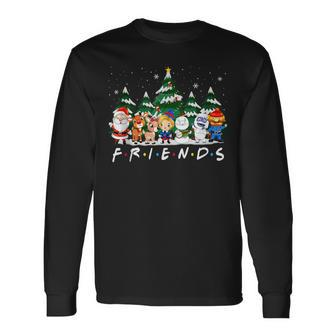 Christmas Friends Santa Rudolph Snowman Xmas Family Pajamas Long Sleeve T-Shirt - Seseable