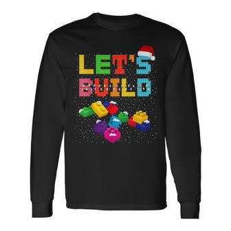 Christmas Let's Build Master Builder Block Brick Building Long Sleeve T-Shirt - Seseable