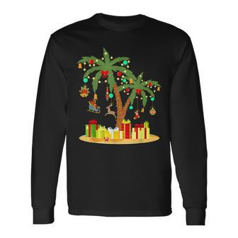 Christmas Palm Tree Tropical Xmas Coconut Matching Family Long Sleeve T-Shirt - Seseable