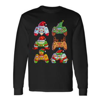 Christmas Video Game Controller Santa Hat Christmas Gamer Long Sleeve T-Shirt - Thegiftio UK