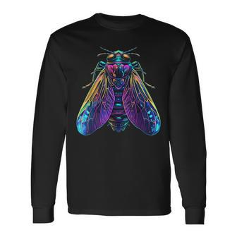 Cicada Insect Bug Colorful Entomology Entomologist Long Sleeve T-Shirt | Mazezy