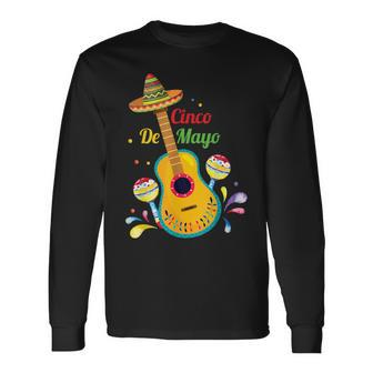 Cinco De Mayo Drinko De Mayo Music Guitar Lover Long Sleeve T-Shirt - Monsterry