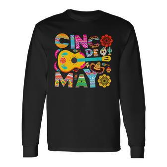 Cinco De Mayo Mexican Taco Guitar Fiesta Cinco De Mayo Long Sleeve T-Shirt - Seseable