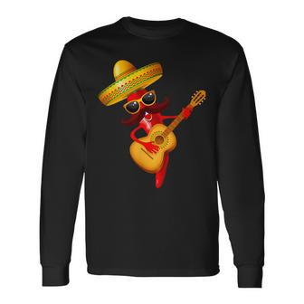 Cinco De Mayo Mexikanische Lustige Gitarre Lets Fiesta Cinco De Mayo Langarmshirts - Seseable