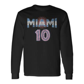 City Of Miami Argentina Blue Pink Sun 10 Flag Long Sleeve T-Shirt - Seseable