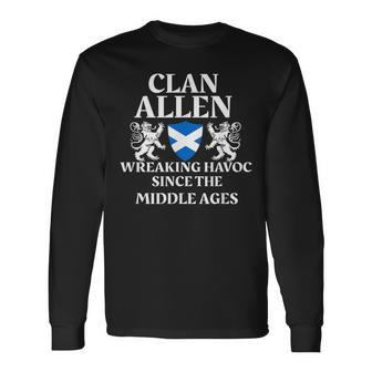 Clan Allen Scottish Lion Family Name Long Sleeve T-Shirt - Seseable