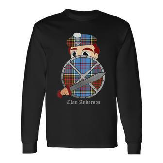 Clan Anderson Surname Last Name Scottish Tartan Crest Long Sleeve T-Shirt - Seseable